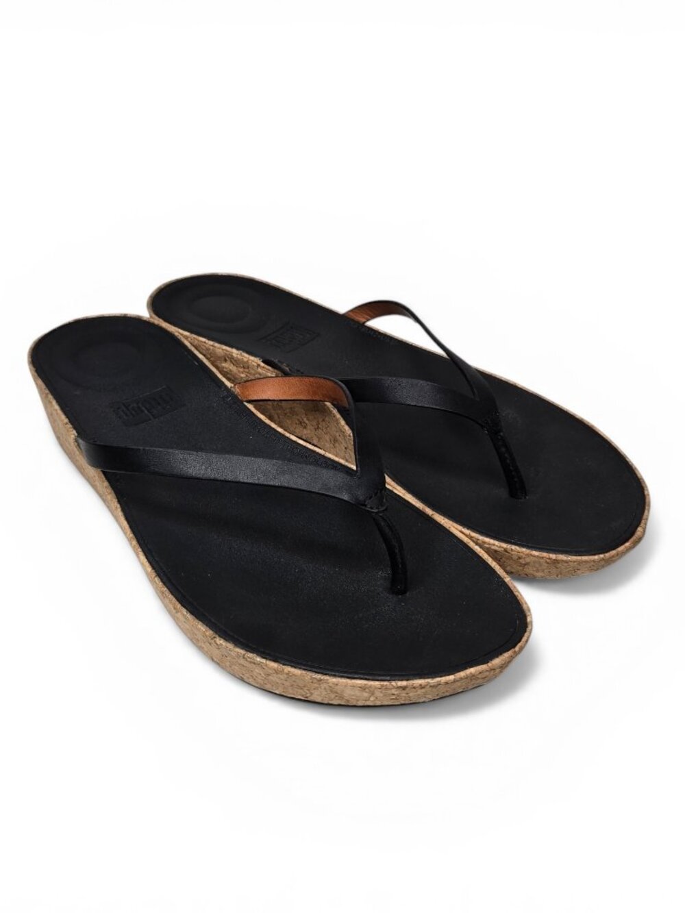 FitFlop Linny Platform Thong Sandals Women Black Skinny Strap Resort‎ Pool 10